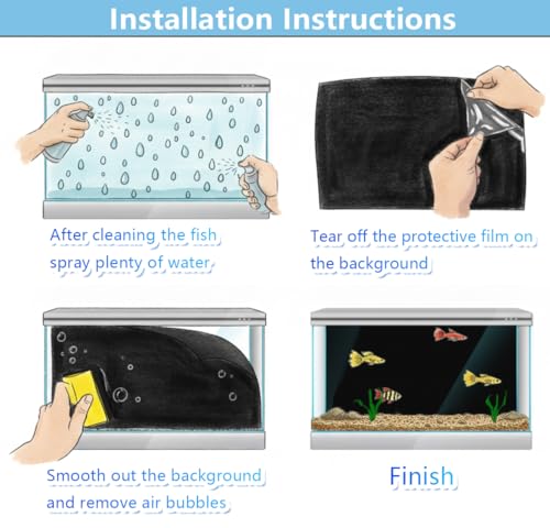 Aquarium Background Static Cling Black Fish Tank Sticker 39 x 12 inches | Easy Install for Glass Tanks, No Residue, Reusable - color: Black, size: 39 x 12 inches