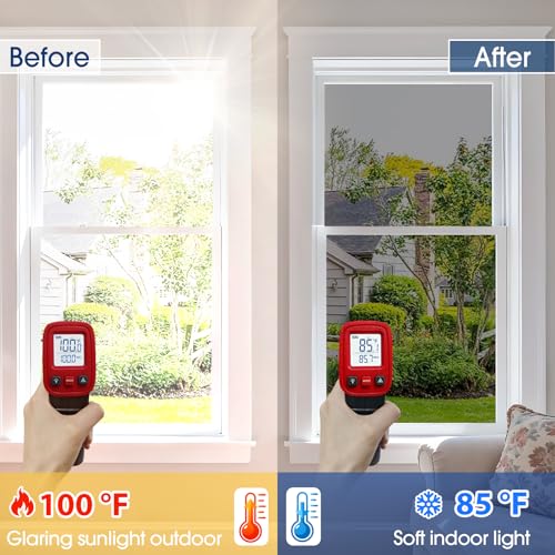Coavas One Way Privacy Window Film, Sun Blocking Reflective Window Film See Out Not in, Heat Control Window Tint for Home, Anti UV Static Cling for Windows Office Door (Silver, 23.6 Inch X 6.5 Feet) - color: Silver-silver, size: 23.6 x 78.7 Inch