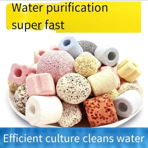 1000g, 2.2lb Aquarium bio Media,6 in 1 Ceramic Filter Media for Aquarium Sump Filter Ceramic Rings Activated Carbon Bio Balls bio Balls Ceramic Rings Set with mesh Bag