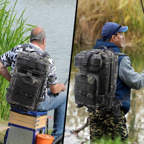 Lightweight Fishing Tackle Backpack Professional Water-Resistant All-in-One Rod Holder & Gear Storage - color: C-black