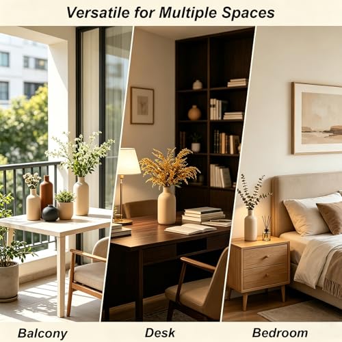 Upgraded Ceramic Vases Set for Home Decor, 4 Piece Modern Neutral Room Decor Desk Vase Bedroom Decor Flower Vase for Table Shelf Office Kitchen, Happy Birthday Gifts for Women Mom Men (Oval-4pcs) - color: Oval-4pcs