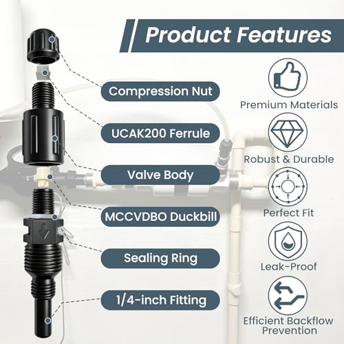 1/4-Inch UCDBINJ Injection Check Valve Replacements for Pumps Compatible With Most 45, 85, 100 And 170 Series, Classic Series, Single Head, S420, S128, S10p, Vx, Sv, S Series Duckbill Valves Pump Part