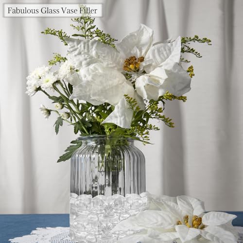 0.5lb Clear Glass Beads for Vases, Glass Pebbles, Clear Flat Glass Marbles for Vase Filler Flower Candle Crafts Centerpieces and Wedding Decoration - color: Clear, size: 0.5LB