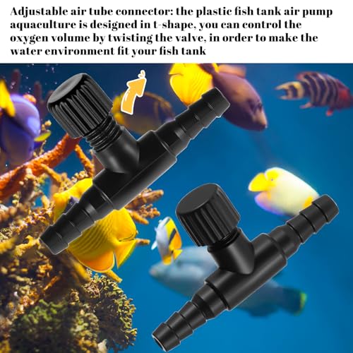 Giantree 10 Pcs Aquarium Air Control Valves, Adjustable Black T Shaped Hose Connectors, Single Way Plastic Air Flow Controllers Regulators, Airs Pump Accessories for Fish Tank Control Valves