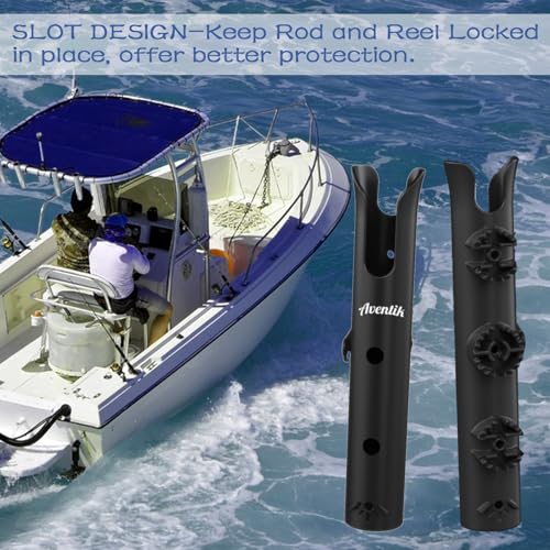 Aventik Tube Fishing Rod Holder Bracket Wall Mounted Boat Side Mount Tool Holder Tube Links with Screws 1/2/3/4/6 Pole Tube Fishing Rod Holders - color: 2-Pole Black
