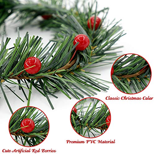 YBB 12Pcs Christmas Candle Rings, Small Artificial Red Berry Wreath Candle Holder Rings, Fits 3 Inch Pillars Candle Tapers for Rustic Wedding Centerpiece Christmas Table Decoration - color: 12pcs
