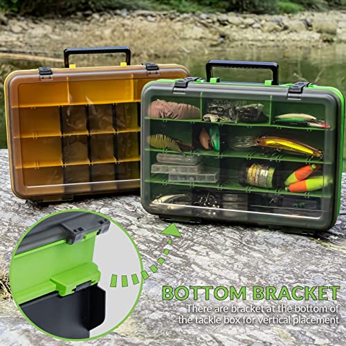 THKFISH Fishing Tackle Box Organizer Double Layer Tackle Storage Fishing Boxes Outdoor Box with Adjustable Dividers 14.96 * 10.23 * 4.5in Yellow - color: A-YELLOW-double sided tackle box