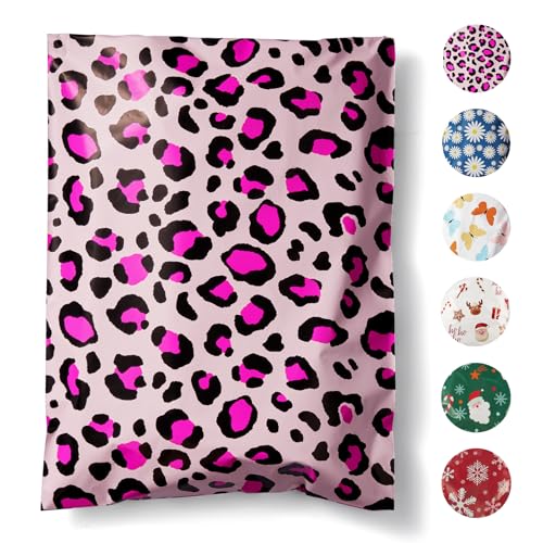 Fuxury Poly Mailers 10x13 Inch 50pc,Sturdy Shipping Bags for Clothes,Self Adhesive Mailing Shipping Envelopes,Waterproof Mailers Poly Bags,Colorful Packaging Bags for Small Business Pink Leopard Print - color: Leopard, size: 10x13'' 50pcs