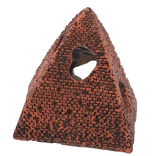 STOBOK Aquarium Decor Castle Fish Tank Decoration Stands Egyptian Pyramid Rockery Hiding Cave Tree House Hideout Hut for Reptile Shrimp Terrarium 11. 2x11x12. 5cm