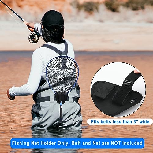 Cosmos Fishing Net Holster - Adjustable Belt-Mounted Fish Landing Net Holder for Fishing Gear & Racket, Hands Free Waist Holder for Dip Netting Accessory