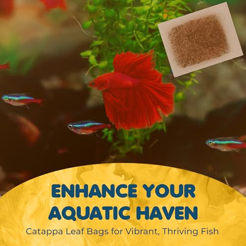 SunGrow Catappa Bags for Bettas, All The Benefits Without The Mess, Helps Mend Fins and Gills, Encourages Reproduction, Adds Beautiful Amber Color to Water, 10 pcs