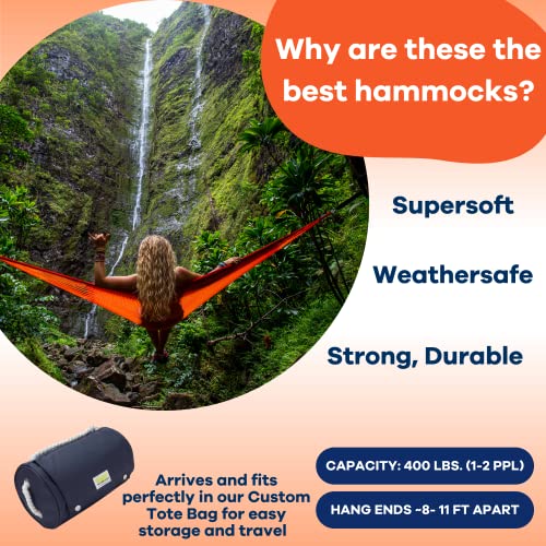 Handwoven Hammock by Yellow Leaf Hammocks - Double Size, Fits 1-2 PPL, 400lb max - Weathersafe, Super Strong, Easy to Hang, Ultra Soft, Artisan Made - Color: Red - Orange - color: Sedona- Red and Orange, size: Fits 1-2 People (400 lb. Capacity)
