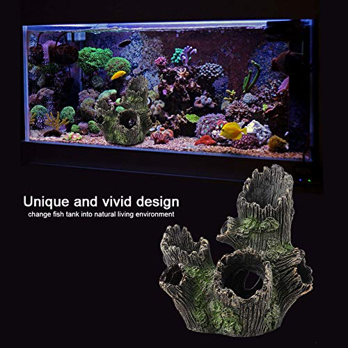 Tyenaza Aquarium Driftwood Decoration, Driftwood Resin Crafts Ornament for Aquarium Decoration Fish Tank Wood with Holes & Aquarium Caves Fish Tank Wood Decor(ST-004A) - color: St-004a