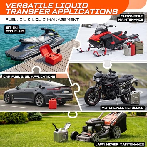 Portable Electric Water & Fuel Transfer Pump - 2.4 GPM Battery Operated Liquid Siphon Pump with Flow Control Nozzle & Extra Long Hose - For Gas, Diesel, Water & Fish Tanks