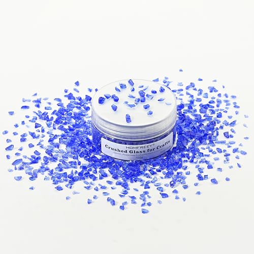 Dark Blue Broken Glass Chips,2-4mm Crystals Sparkle Crushed,for Resin Craft/Vase Fish Tank/Candle Base Filling Sparkling Stone,Or Garden Floor Wall Colorful Decoration Pieces(100g) - color: dark blue
