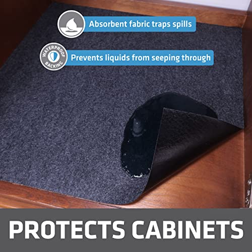 Drymate Premium XL Under Sink Mat, Waterproof Cabinet Protection Mats for Kitchen & Bathroom, Absorbent Shelf Liners, Slip-Resistant, Machine Washable (USA Made)(24”x59”)(Charcoal)(12-Pack) - color: Charcoal, size: 24" x 59" (12-Pack)
