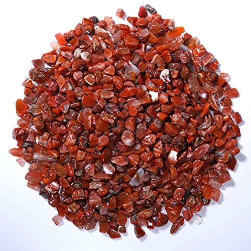 gemshan 2lb Carnelian Chips Natural Crushed Crystal Chip Bulk 7mm-9mm Tumble Healing Crystal Stone for Aquarium Vase Plant Decoration Jewelry DIY - color: Carnelian
