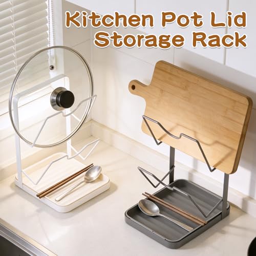 Kitchen Pot Lid Storage Rack, Pot Lid Organizer, Stainless Steel Pot Lid Holder while Cooking, Multifunctional Kitchen Pot Cover Organizer for Countertop (Black) - color: Black