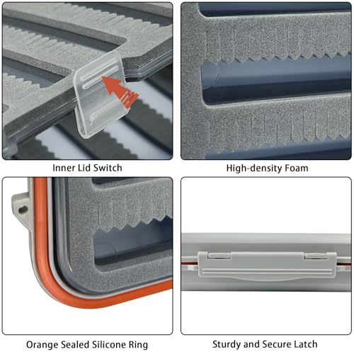 Aventik Large Capacity Waterproof Fly Fishing Box 4-Layer Foam Tackle Fishing Box for Freshwater Saltwater Streamer Storage(H039A) - style: H039A