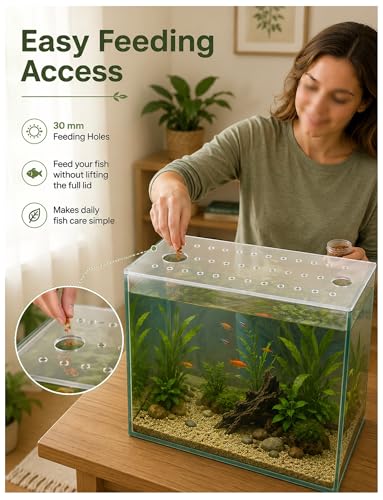 Acrylic Fish Tank Lid with 30 mm Feeding Holes and 8 mm Air Holes, Clear Aquarium Cover for Home, Retail, and Facility Tanks(3mm/70.7X26.5cm) - size: 3mm/70.7X26.5cm