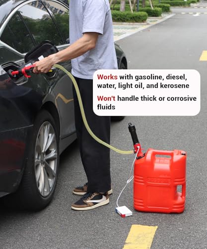 Electric USB Fuel Transfer Pump Battery Powered & Plug-In Power Supply, Portable Gas Pump For Gas Can, Gasoline Transfer Pump-Red