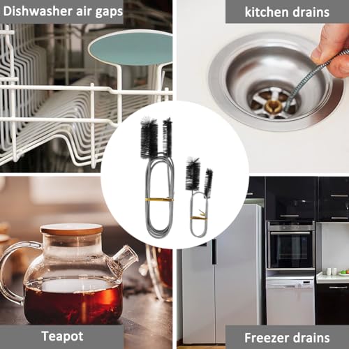 Flexible Long Drain Brush Set, Stainless Steel Tube Cleaning Brushes for Kitchen, Sink, Drain Pipe, with Large Double Elastic Nylon Ends, Cleaning Brushes for Household Use