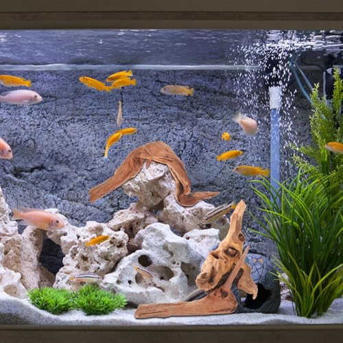 4pcs Driftwood for Fish Tank Aquarium Decor, Natural Driftwood Branches 15-20cm for Freshwater Aquascaping and Reptile Habitat Accessories