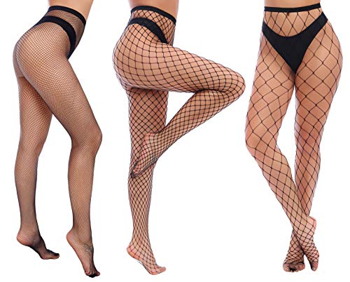 Charmnight Womens High Waist Tights Fishnet Stockings Thigh High Pantyhose - color: Black-g6