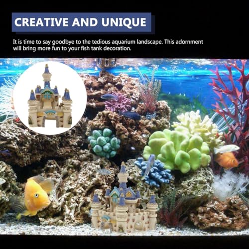 balacoo Fish Tank Castle Decor 5.70X4.33X4.33In Aquarium Underwater Castle Ornament Resin Hideout for Betta Tropical Fish