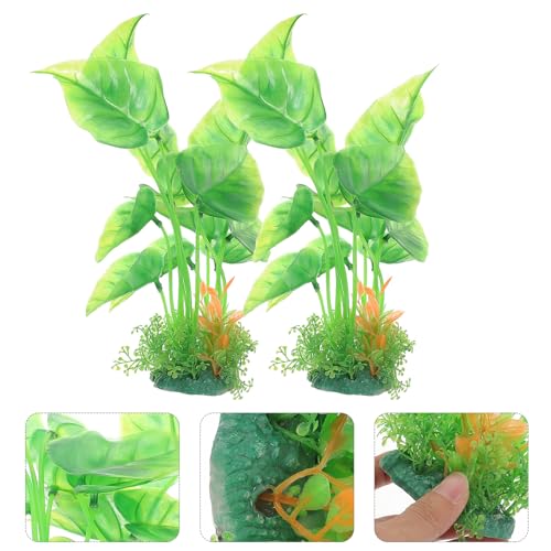 Artificial Aquarium Plants 2pcs Large Plastic Fish Tank Decorations Tall Betta Fish Tank Accessories for Freshwater Aquatic Scenery