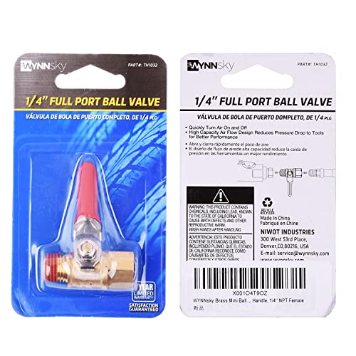 1/4" Heavy Duty Air Compressor Brass Ball Valve Shut Off Switch, 1/4 Inch Male And Female NPT Thread Pipe Fitting
