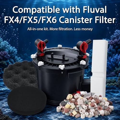 20 PCS Replacement Filter Media Kit for Fluval FX4/FX5/FX6 Aquarium Filters, Including Carbon Filter Pads, Bio-Foam Block, Bio Ceramic Rings, Bio-Foam Pads