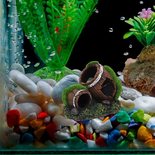 Resin Aquarium Barrel Decor Fish Tank Ornaments Betta Fish Hideout Small Resin Wine Barrel for Aquarium Cave Lizard Tank Accessories