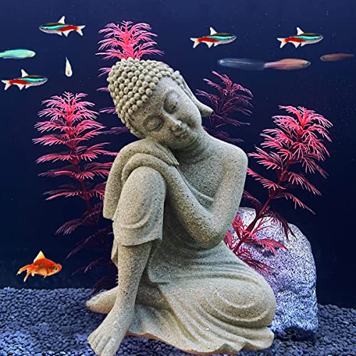livelyfish Aquarium Buddha Statue Japanese Fish Tank Decorations Heavy-Duty Meditating Buddha for Aquarium Fish Tank Zen Buda Figurine Sculpture Decor, Large-A - size: A
