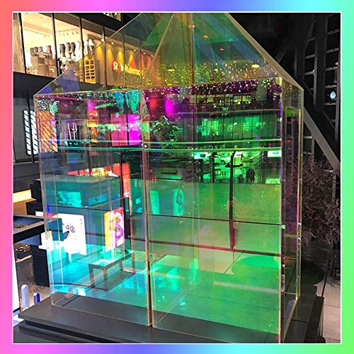 Holographic Decorative Iridescent Window Film Adhesive Glass Film Chameleon Rainbow Effect for Home Decal DIY Christmas Party Decoration, 17.7Inch x 16.6Feet, Cool Color - color: Cool Color, size: 17.7Inch x 16.6Feet