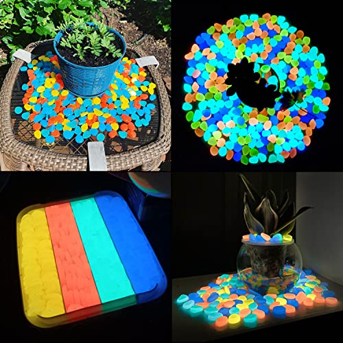NAMTSO Glow in The Dark Rocks Outdoor, 500 pcs Multicolor Solar Rocks for Landscaping, Outdoor Decor Glow in The Dark Stones, Glowing Pebbles for Garden Backyard Patio Lawn Fish Tank Aquarium Decor - color: Multi
