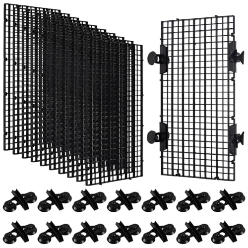 BENECREAT 12 Pcs Plastic Fish Tank Divider with 24 Suction Cups, 11.7x5.9 Inch Aquarium Isolation Grid Board for Separating Different Fish, Black - color: Black