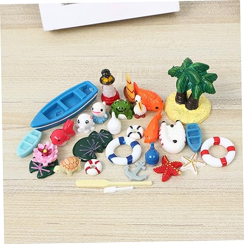 Hemoton 28pcs Ocean Resin Decor Miniature Landscape Ornaments for Aquariums and Terrariums Lightweight Beach-Themed Micro Landscape Decoration for Home and Garden