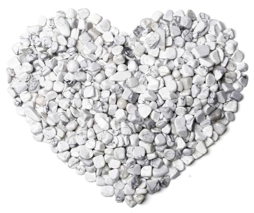 QINJIEJIE White Howlite Crystals Chips Natural Stone Gravel Bulk Crushed Rocks Pieces Polished Quartz Stone 0.55Lbs Decorative Fish Tank Pebbles Vase Filler Irregular Shaped Tumbled Gemstone for Home - color: White Howlite, size: 0.55 Pound