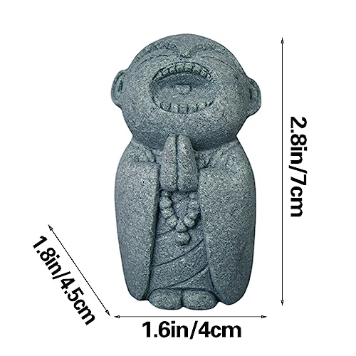 livelyfish Mini Monk Buddha Statue Sandstone Praying Monk Figurine Japanese Zen Monk Sculptures Feng Shui Decor Home Aquarium Fish Tank, 4 - size: 4