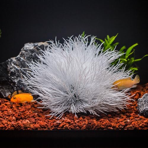 Fish Tank Decorations Aquarium Plants Plastic Artificial Décor (White) - color: White
