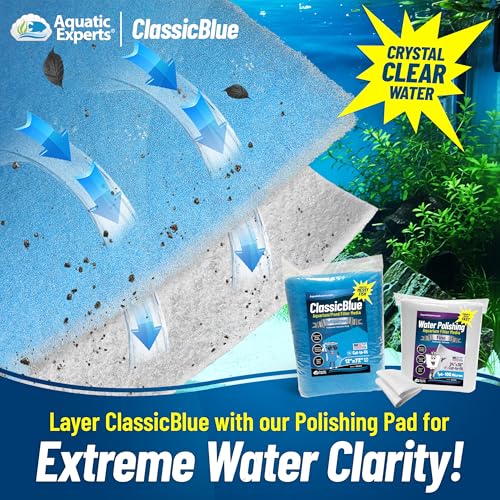Aquatic Experts Classic Bonded Aquarium Filter Pad -18 Inches by 12 Feet by .75 Inch - Blue and White Aquarium Filter Media Roll Bulk Can Be Cut to Fit Most Filters, Made in USA (18" x 12 Feet) - size: 18" x 12 Feet