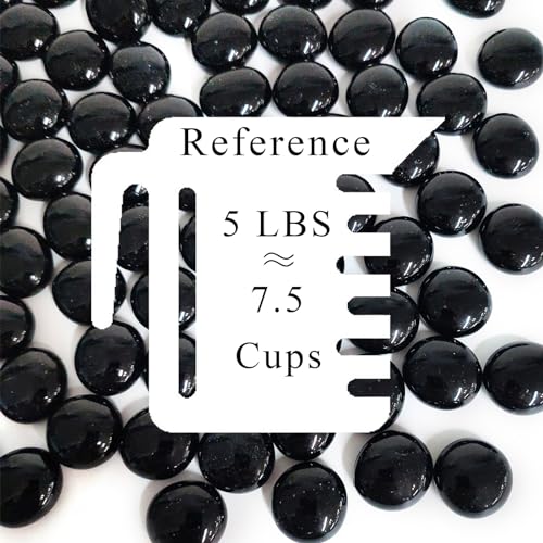 FANTIAN 5 lbs Black Glass Marbles, Glass Beads, Decorative Rocks Glass Pebbles for Vase Fillers Fish Tank Plants Flower Pots Fountains Crafts Table Scatter and Fire Pits - color: Black, size: 5 Pounds