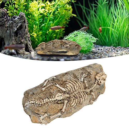 GLOGLOW Aquarium Dinosaur Decoration Resin Ornament for Fish Tank, Prehistoric Statue Hideaway Cave Decor for Betta Cichlid Shrimp, 6.5 Inch