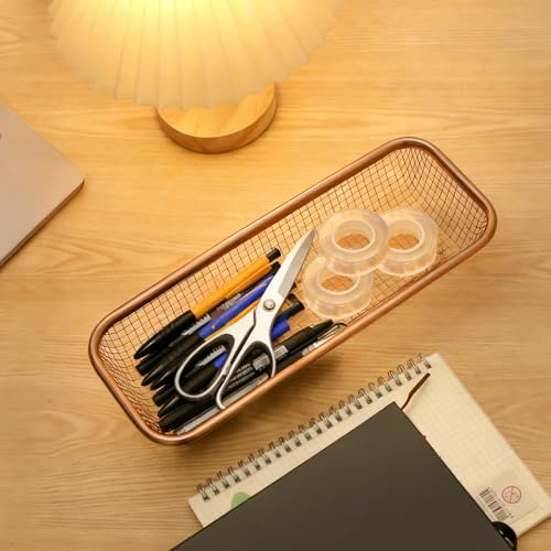 4Pack Stainless Steel Tumbler Cup Lid Organizer Inside Cabinet, Mason Jar Lid Holder, Rectangular Basket for Storage of Silverware, Chopsticks, straws and Utensils, Rosegold - style: RoseGoldModern-4pack