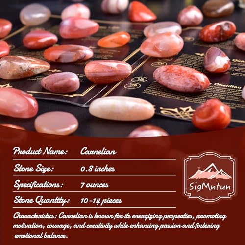 Polished Carnelian Crystal Bulk - 0.8" Colorful Tumbled Stone Chips Rocks, 7 oz Crushed Sea Glass Large Stones for Healing, Reiki, Crafting, Home Decor - color: Carnelian, size: 0.8"