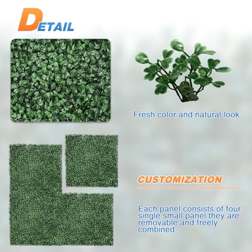 TANG 20"x20"-1PC Artificial Greenery Boxwood Panels Grass Wall Panel, Faux Privacy Fence Ivy Screens Backdrop Fake Hedge for Indoor Outdoor Wedding Décor, Dark Boxwood - color: Dark Boxwood, size: 20"x20"