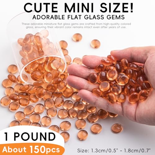 1 LB Glass Marbles, Pink Mini Flat Glass Beads~150 PCS for Vase Fillers, Floral Bottom Mancala Gems Pebbles Fish Tank Rocks for Table Aquarium,Home Decor Art Craft Supplies(0.5"~0.7") - color: Pink~1 Lb, size: 1 LB