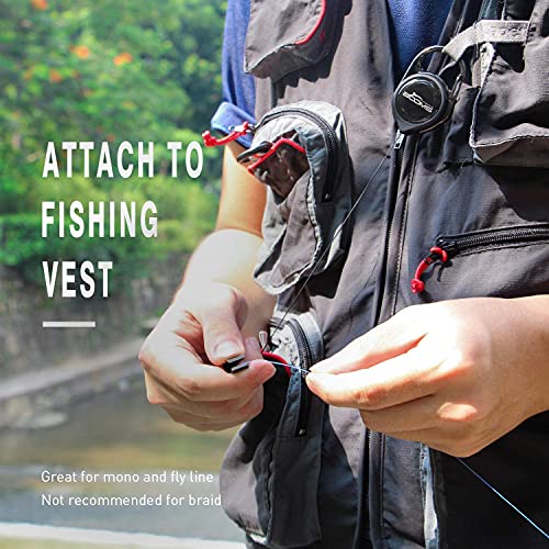 Booms Fishing FF3 7 PCS Fly Fishing Tools Kit, Fishing Knot Tool and Line Clipper Retractor, Magnetic Net Release with Lanyard, Fly Fishing Tippet Spool Holder, Hook Remover Forceps - color: Black