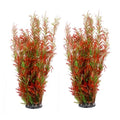Artificial Aquarium Plant Decorations,23.62 Inches Large Plastic Fish Tank Plants Tall Realistic Aquarium Accessories for Freshwater and Saltwater(Wine and Green,2 Pcs)